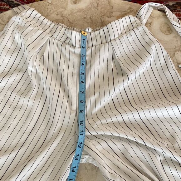Design Lab White Black Pinstripe Wide Leg Pants - Picture 11 of 13